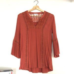 nwot WESTPORT boho crochet bell sleeve blouse